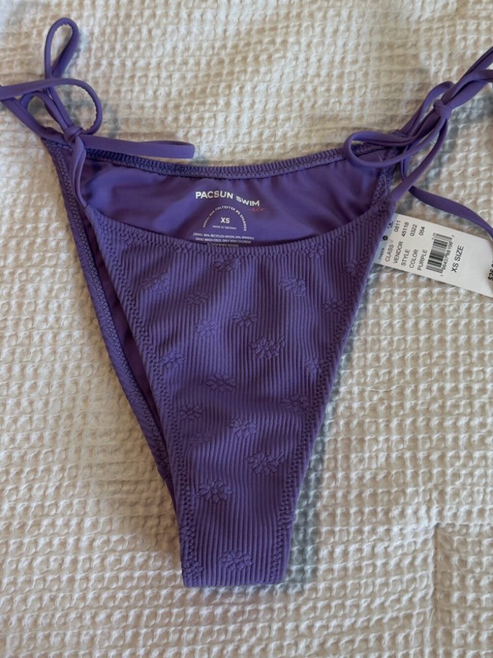 PacSun Eco Swim Bottoms Purple Ribbed with Flowers Size XS